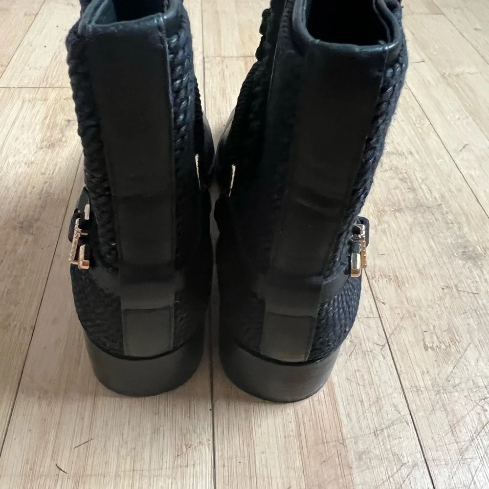 Ivy Kirzhner Bond Engineer Black Leather Rope Detail Mid Top Boots Size 7.5 Boho - Picture 8 of 10